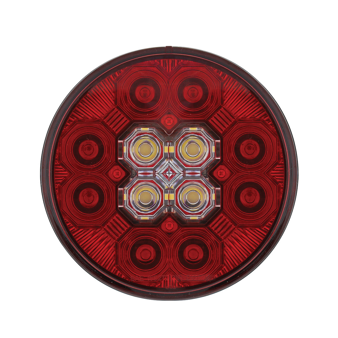 4" Round Combo Light With 12 LED Stop, Turn &amp; Tail &amp; 16 LED Back-Up - Red LED/Red Lens United Pacific 36607
