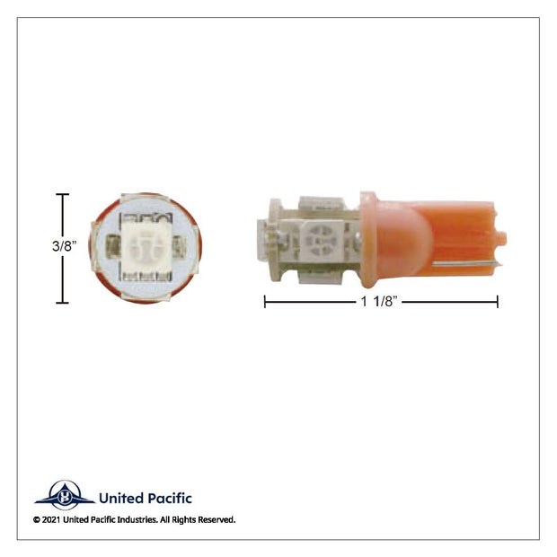 5 High Power LED 360 Degree 194 Bulb - Red (2-Pack)