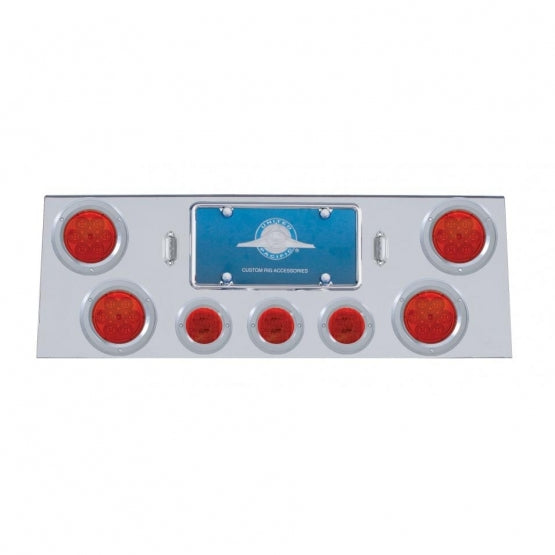 SS Rear Center Panel With 4X 7 LED 4" Reflector Lights & 3X 13 LED 2-1/2" Lights -Red LED & Lens