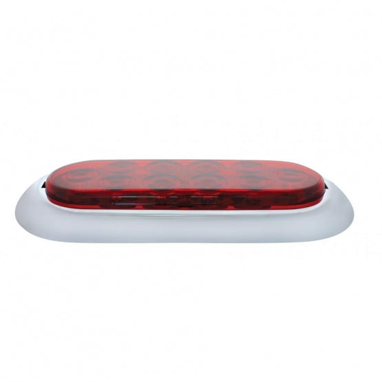 10 LED 6" Oval Light With Bezel (Stop, Turn &amp; Tail) - Red LED/Red Lens