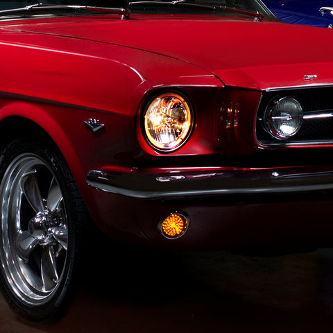 7" Crystal Headlight With Amber LED Halo Ring