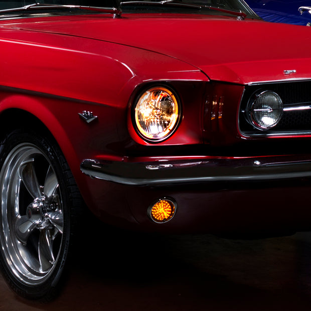 7" Crystal Headlight With Amber LED Halo Ring