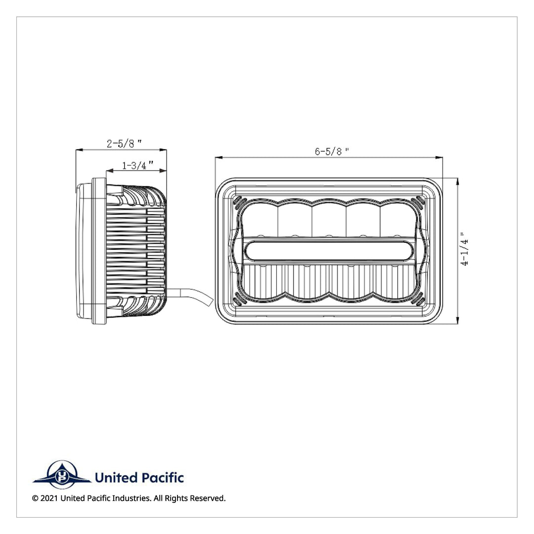 ULTRALIT - 9 High Power LED 4" X 6" Rectangular Light With White Position Light Bar