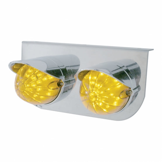 SS Light Bracket With 2X 19 LED Bullet Style Grakon 1000 Lights &amp; Visors -Amber LED &amp; Lens