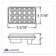 15 LED Rectangular Light (Stop, Turn & Tail) - Red LED/Clear Lens