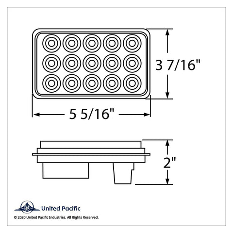 15 LED Rectangular Light (Stop, Turn & Tail) - Red LED/Clear Lens