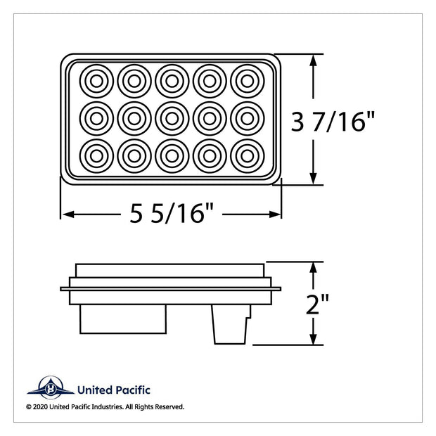 15 LED Rectangular Light (Stop, Turn & Tail) - Red LED/Clear Lens