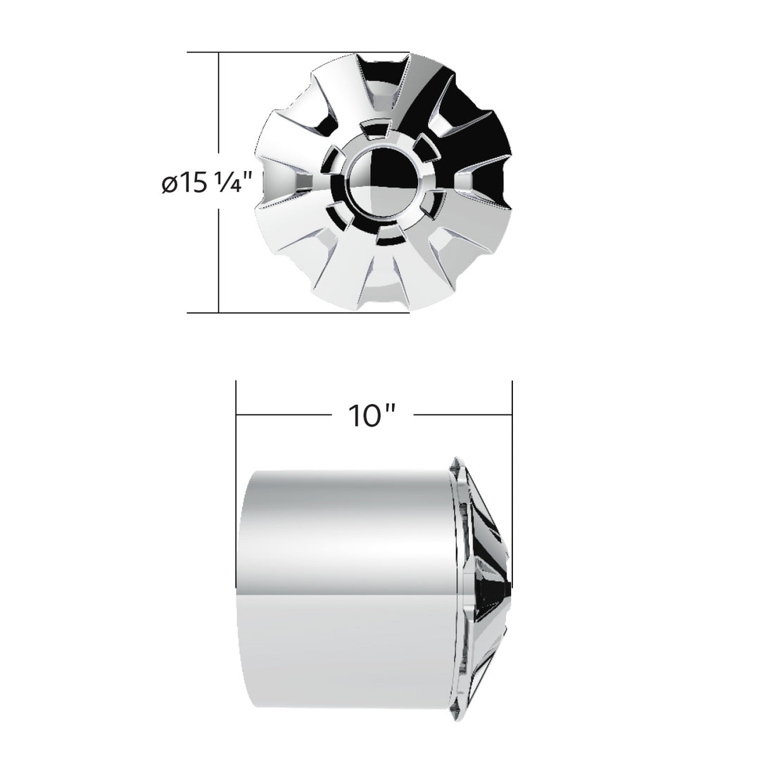 Rubicon Rear Axle Cover Kit With 33mm Thread-On Nut Covers-Chrome