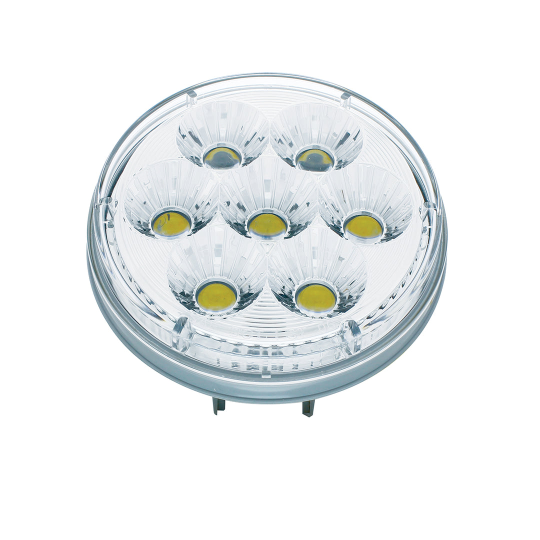 14 LED 4" Round Double Fury Light (Turn Signal) - Amber &amp; White LED/Clear Lens