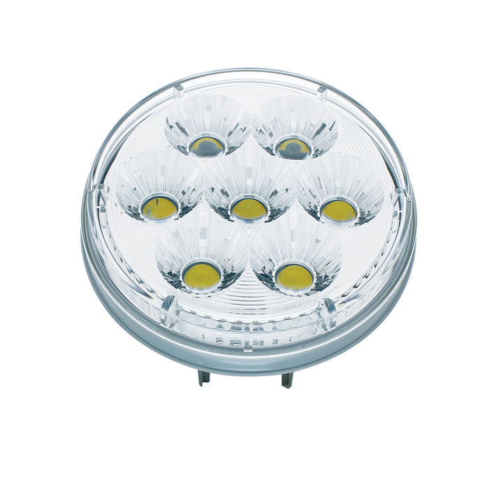 14 LED 4" Round Double Fury Light (Turn Signal) - Amber &amp; White LED/Clear Lens
