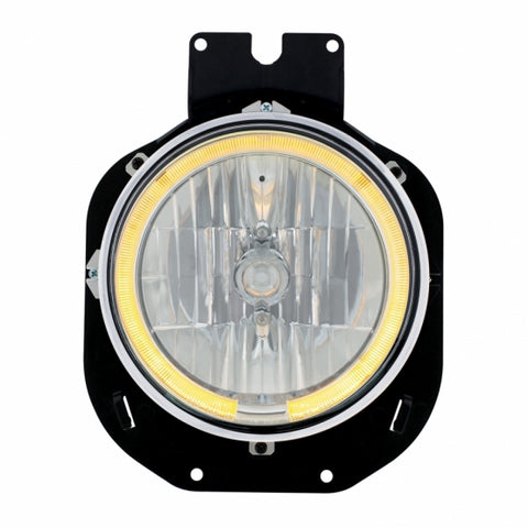Crystal Headlight With Amber LED Halo Ring For 1996-2005 Freightliner Century