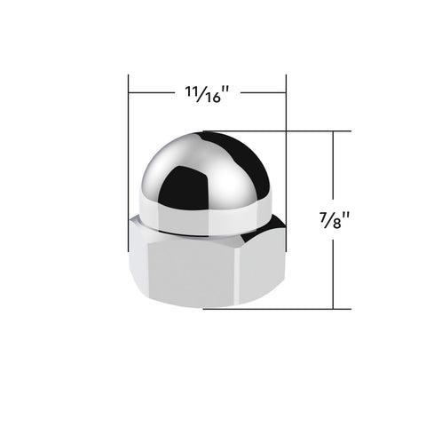 11/16" x 7/8" Chrome Die-Cast Acorn Nut Cover (50 pcs/Box)