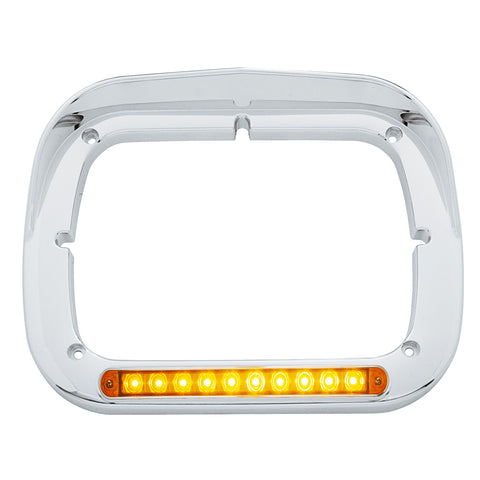 10 LED 5" x 7" Headlight Bezel With Visor - Amber LED/Amber Lens