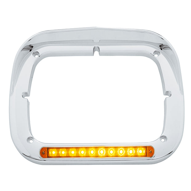 10 LED 5" x 7" Headlight Bezel With Visor - Amber LED/Amber Lens