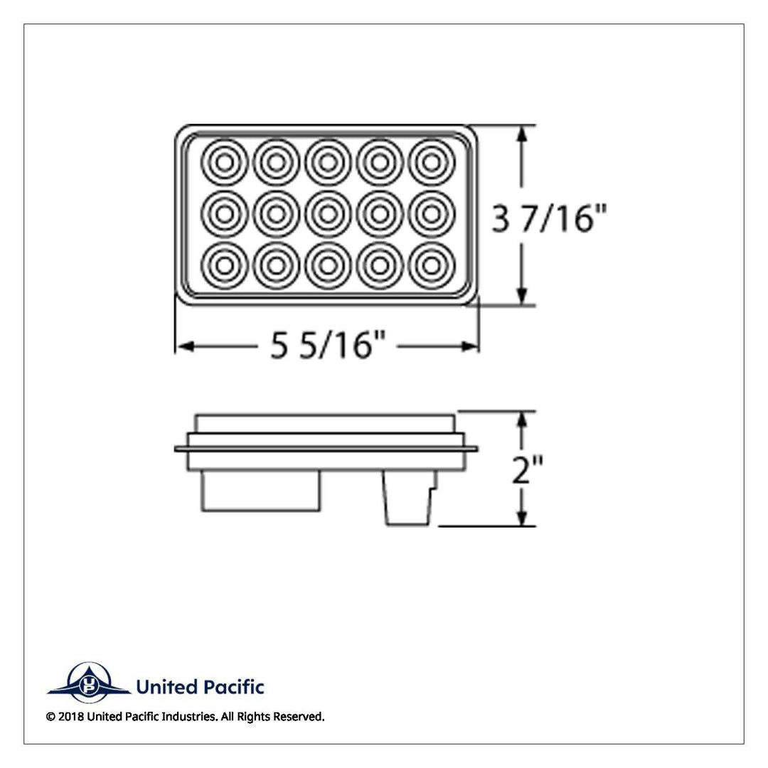 15 LED Rectangular Light (Stop, Turn &amp; Tail) - Red LED/Red Lens