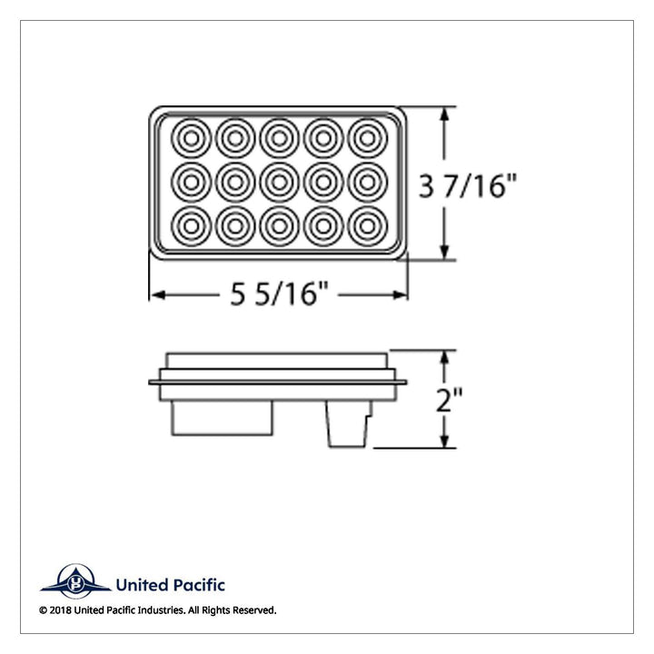 15 LED Rectangular Light (Stop, Turn &amp; Tail) - Red LED/Red Lens