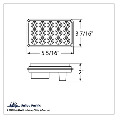 15 LED Rectangular Light (Stop, Turn & Tail) - Red LED/Red Lens