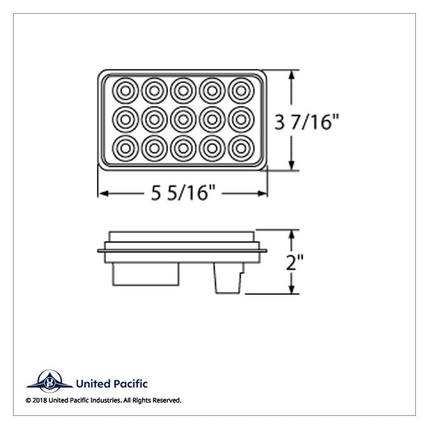 15 LED Rectangular Light (Stop, Turn & Tail) - Red LED/Red Lens