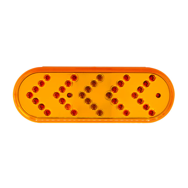 35 LED 6" Reflector Oval Sequential Turn Signal Light - Amber LED/Amber Lens