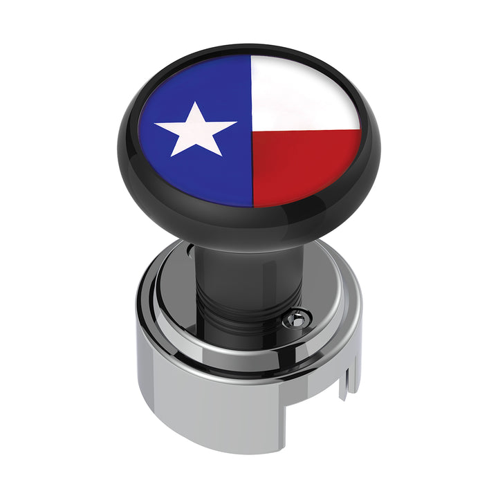 Thread-On Gearshift Knob With 13/15/18 Speed Adapter &amp; Texas Flag Sticker - Black