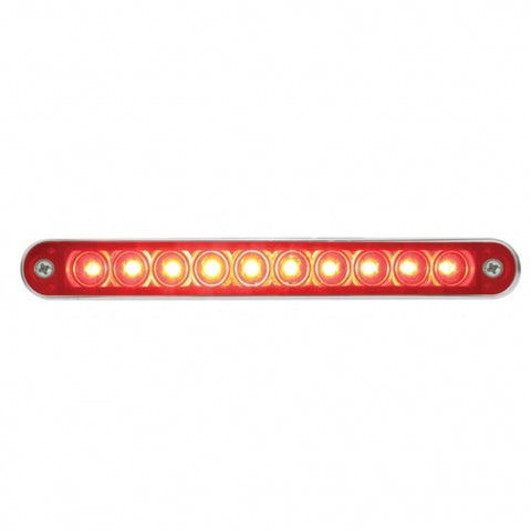 10 LED 6-1/2" Light Bar With Bezel (Stop, Turn & Tail) - Red LED/Red Lens