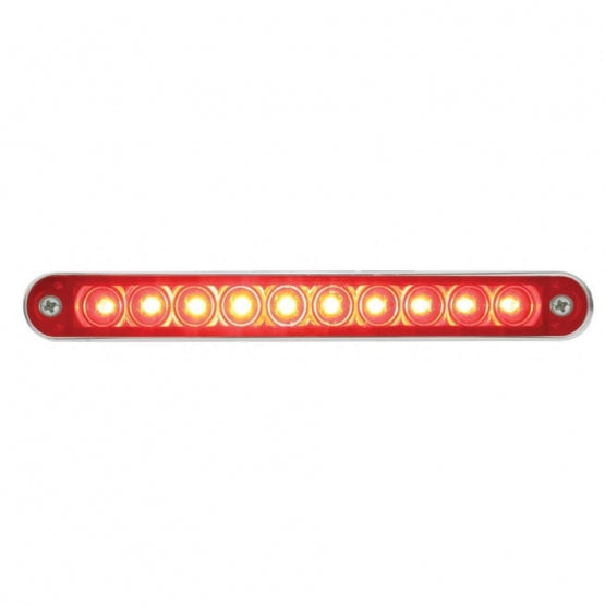 10 LED 6-1/2" Light Bar With Bezel (Stop, Turn & Tail) - Red LED/Red Lens