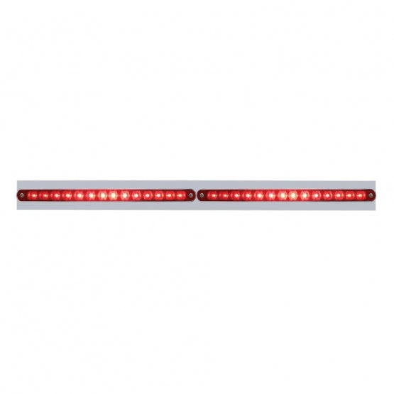 Chrome Top Mud Flap Plate With Two 14 LED 12" Light Bars - Red LED/Red Lens (Each)