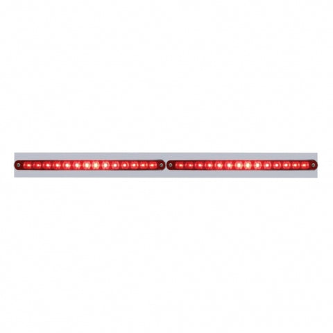 Chrome Top Mud Flap Plate With Two 14 LED 12" Light Bars - Red LED/Red Lens (Each)