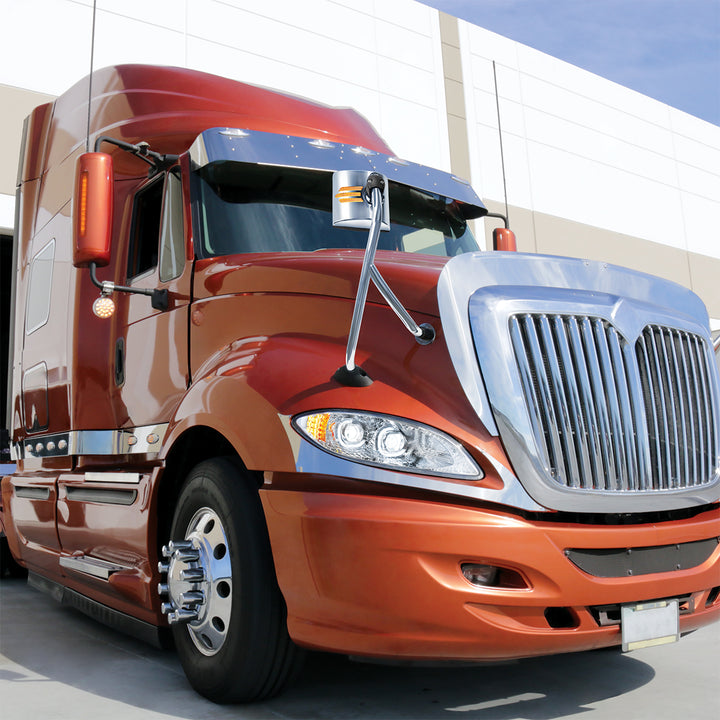 SS Hood Mirror Assembly With Sequential LED Turn Signal For 2008-2017 International Prostar - Passenger