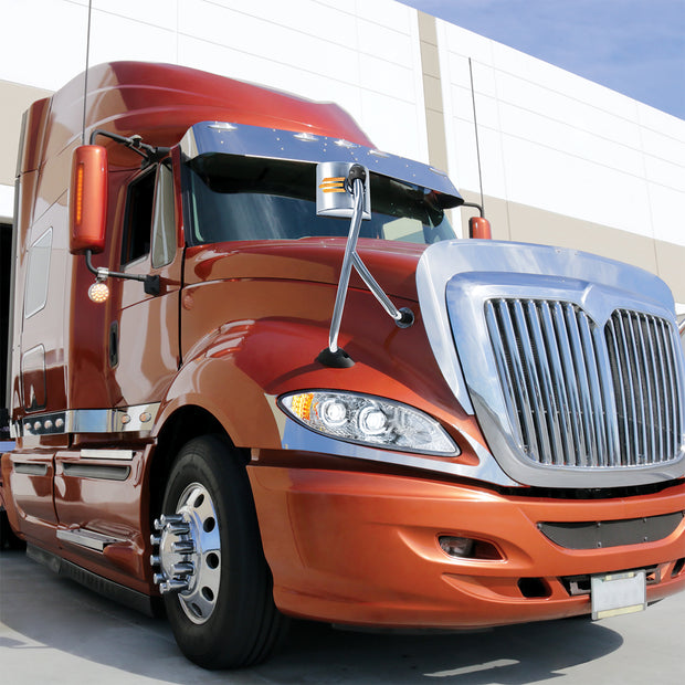 SS Hood Mirror Assembly With Sequential LED Turn Signal For 2008-2017 International Prostar - Passenger