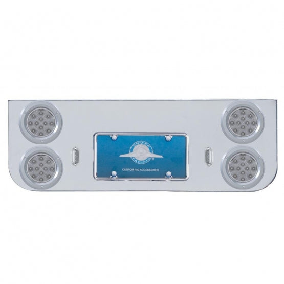 Chrome Rear Center Panel With Four 12 LED 4" Reflector Lights & Bezels - Red LED/Clear Lens
