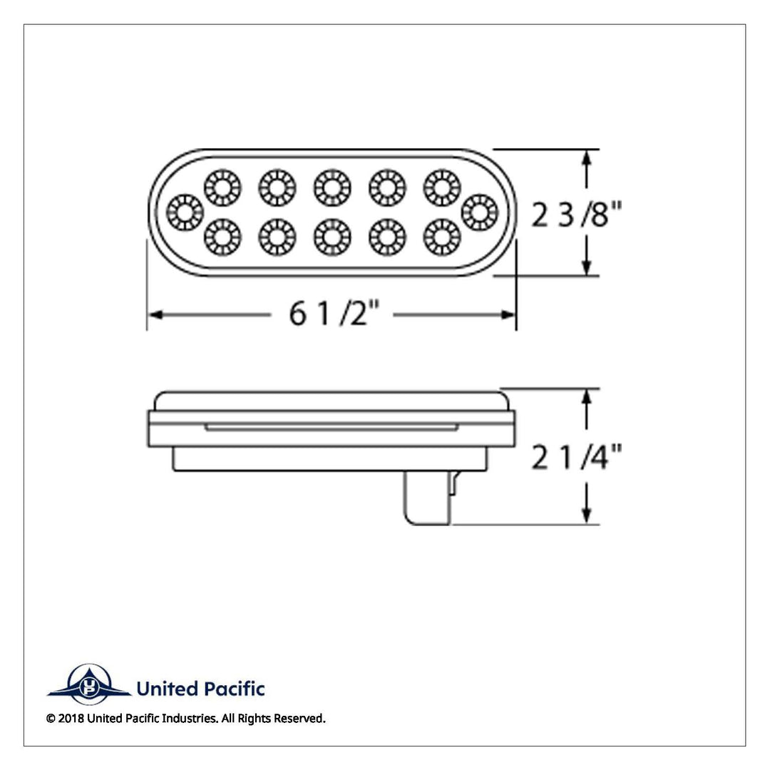 12 LED 6" Oval Reflector Light (Stop, Turn &amp; Tail) - Red LED/Red Lens