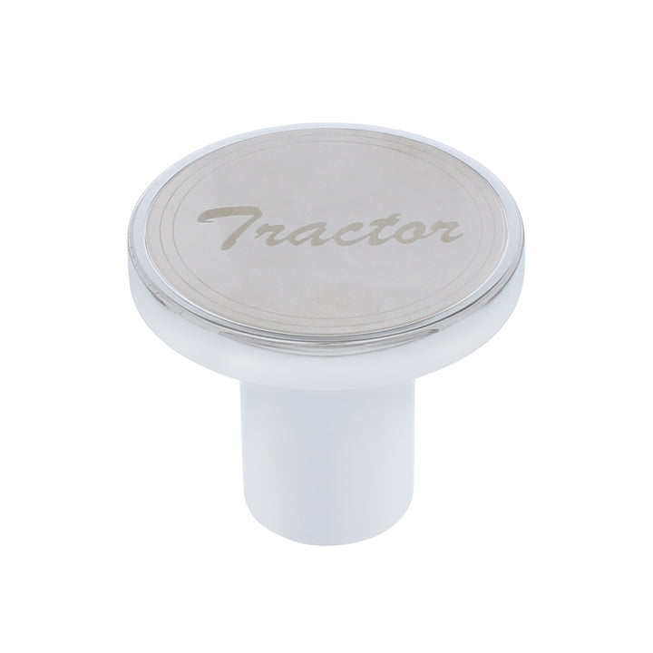 Aluminum Screw-On Air Valve Knob With Stainless Tractor Plaque - Chrome