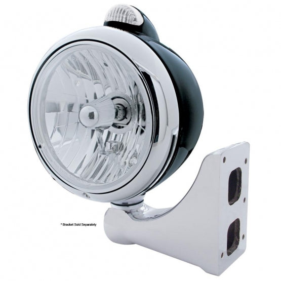 Black Guide 682-C Style Headlight Crystal H4 &amp; LED Signal - Clear Lens