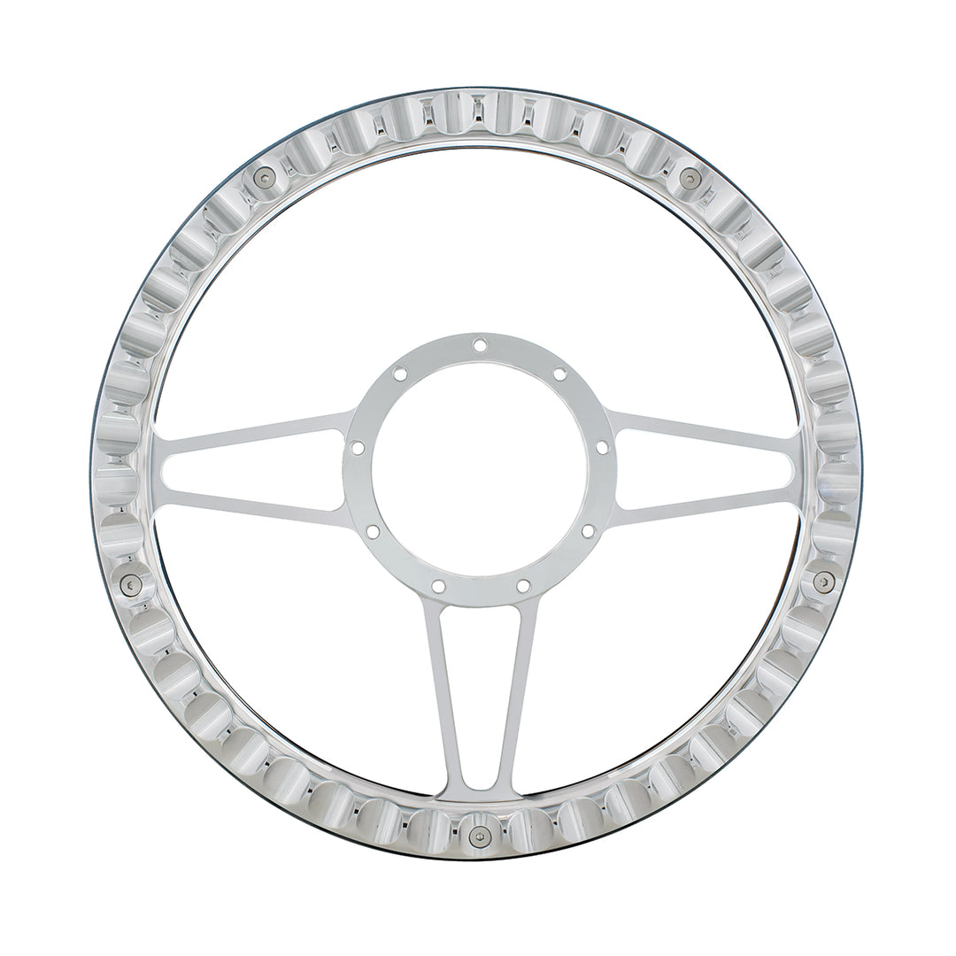 14" Chrome Aluminum 3-Spoke Style 9-Screw Mount Steering Wheel