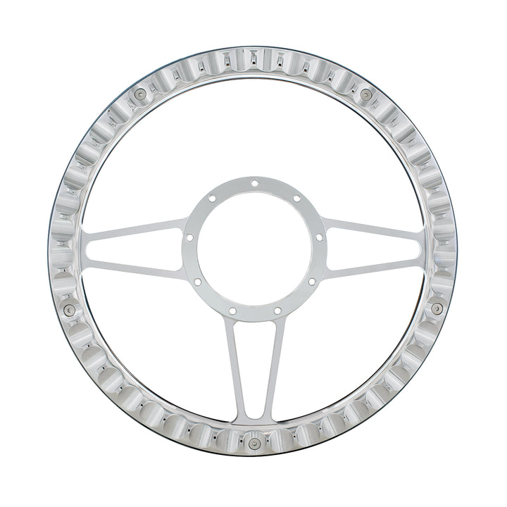 14" Chrome Aluminum 3-Spoke Style 9-Screw Mount Steering Wheel