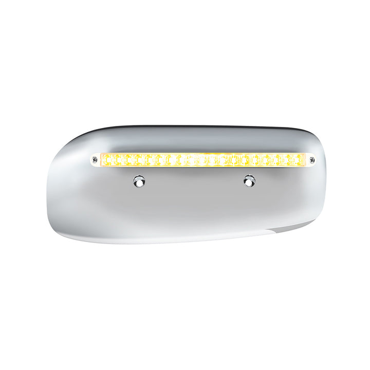 19 LED Rear Headlight Housing Cover For 2008-2023 Peterbilt 389 (Passenger)-Amber LED/Clear Lens