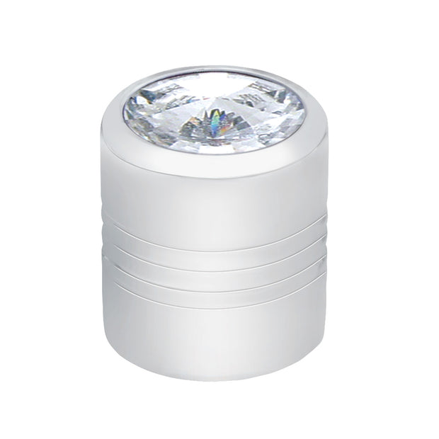 Chrome Round Valve Caps With Clear Crystal (4-Pack)