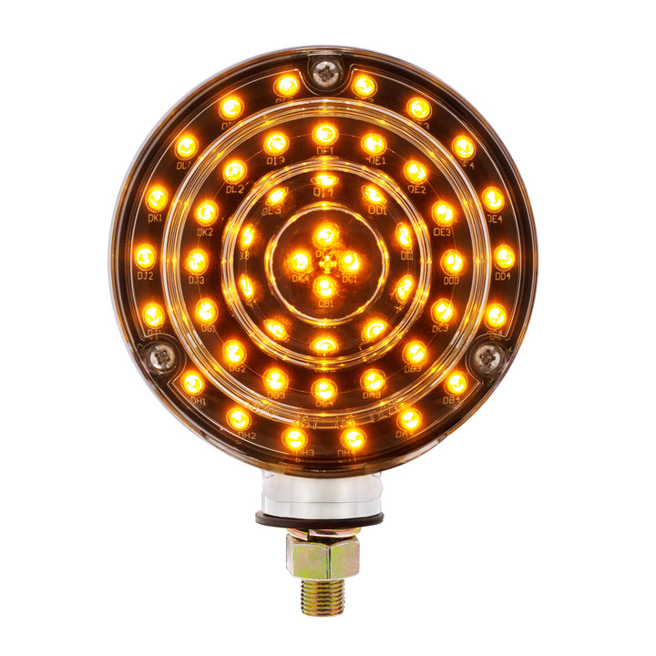 88 LED Single Stud Double Face Turn Signal Light - Amber &amp; Red LED/Clear Lens