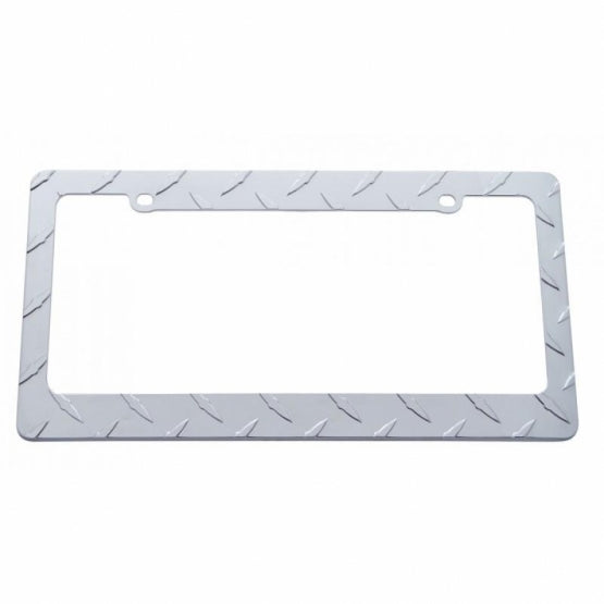 Diamond Plate License Plate Frame - Chrome