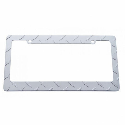 Diamond Plate License Plate Frame - Chrome