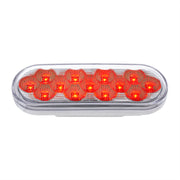 13 LED 6" Oval Double Fury Light (Stop, Turn & Tail) With Warning Light - Red & Amber LED/Clear Lens