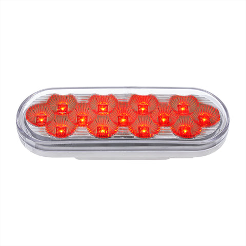 13 LED 6" Oval Double Fury Light (Stop, Turn & Tail) With Warning Light - Red & Amber LED/Clear Lens