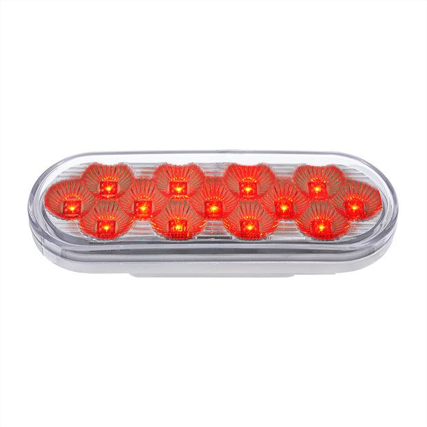 13 LED 6" Oval Double Fury Light (Stop, Turn & Tail) With Warning Light - Red & Amber LED/Clear Lens