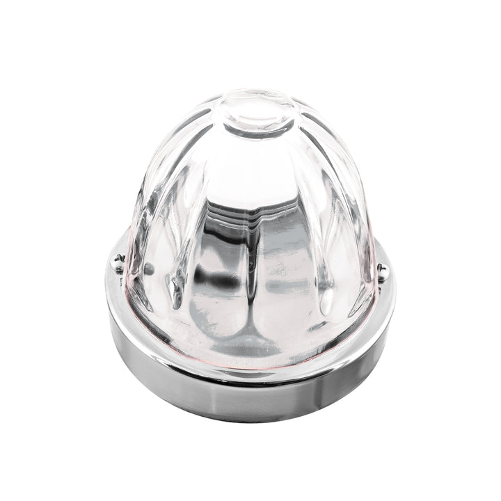 Dual Function Clear Glass Watermelon Flush Mount Kit With LED Bulb - White