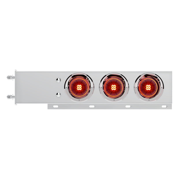 3-3/4" Bolt Pattern SS Spring Loaded Bar With 6X 4" 13 LED Abyss Lights & Visors - Red LED/Red Lens (Pair)