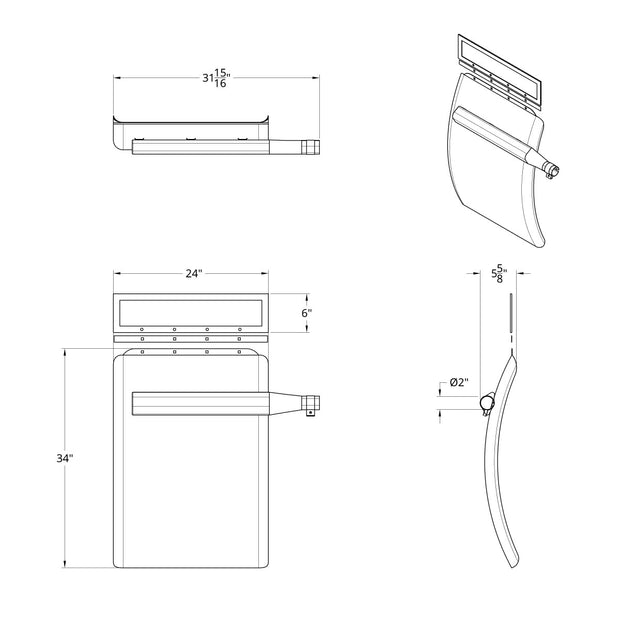 24" x 34" Deluxe Stainless Quarter Fender Set - Triangle Bracket