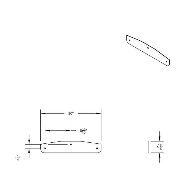 4" X 20" Chrome Standard Bottom Mud Flap Plate - Bolt Thru