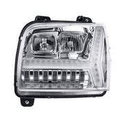 Chrome Headlight With LED DRL Light Bar & Turn Signal For 2018-2024 Kenworth W990-Driver