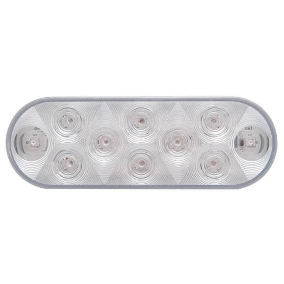 10 LED 6" Oval Auxiliary/Utility Light - White LED/Clear Lens